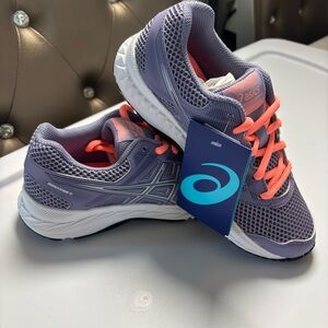 Asics Women's Lavender Mesh Athletic Shoes with Coral Laces